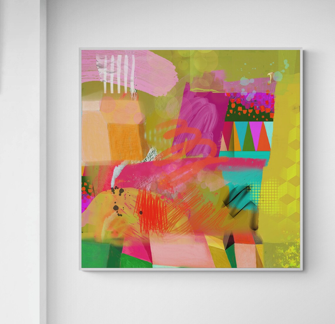 Colorful Abstract Art Green Orange Instant Wall Art Modern Wall Decor Abstract Painting - Image 3
