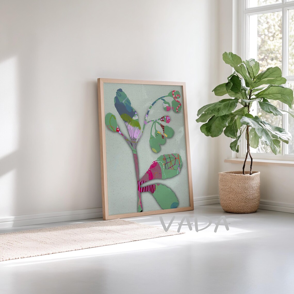 Abstract Botanical Floral Green Art Print, Modern - Image 3