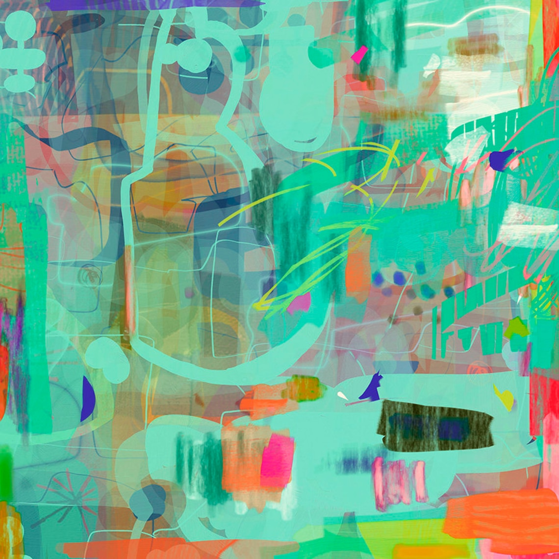 Colorful Abstract Painting Art Print, Modern Abstract - Image 3