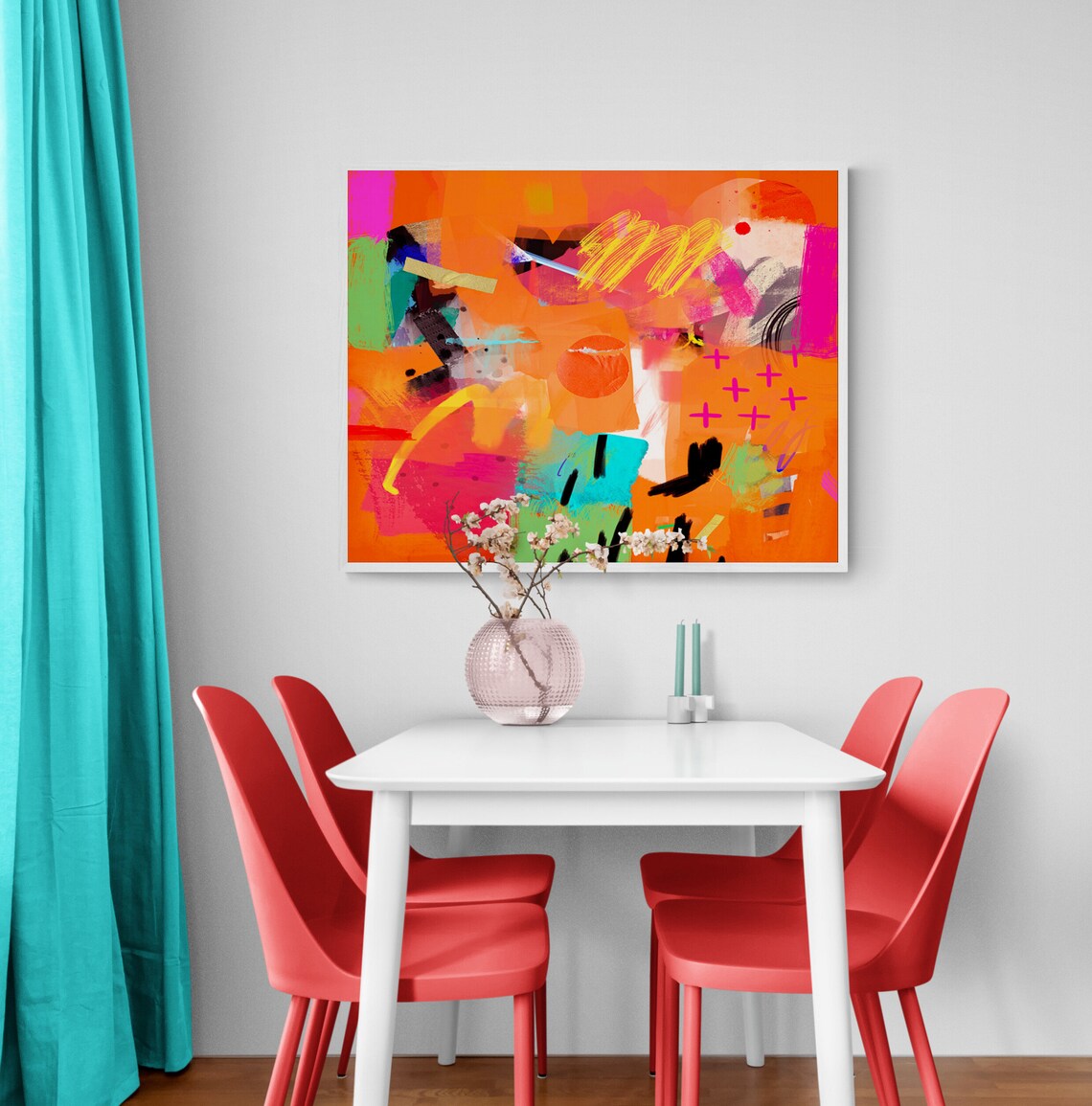 Bright Orange Abstract Painting, Office Wall Art Print - Image 3