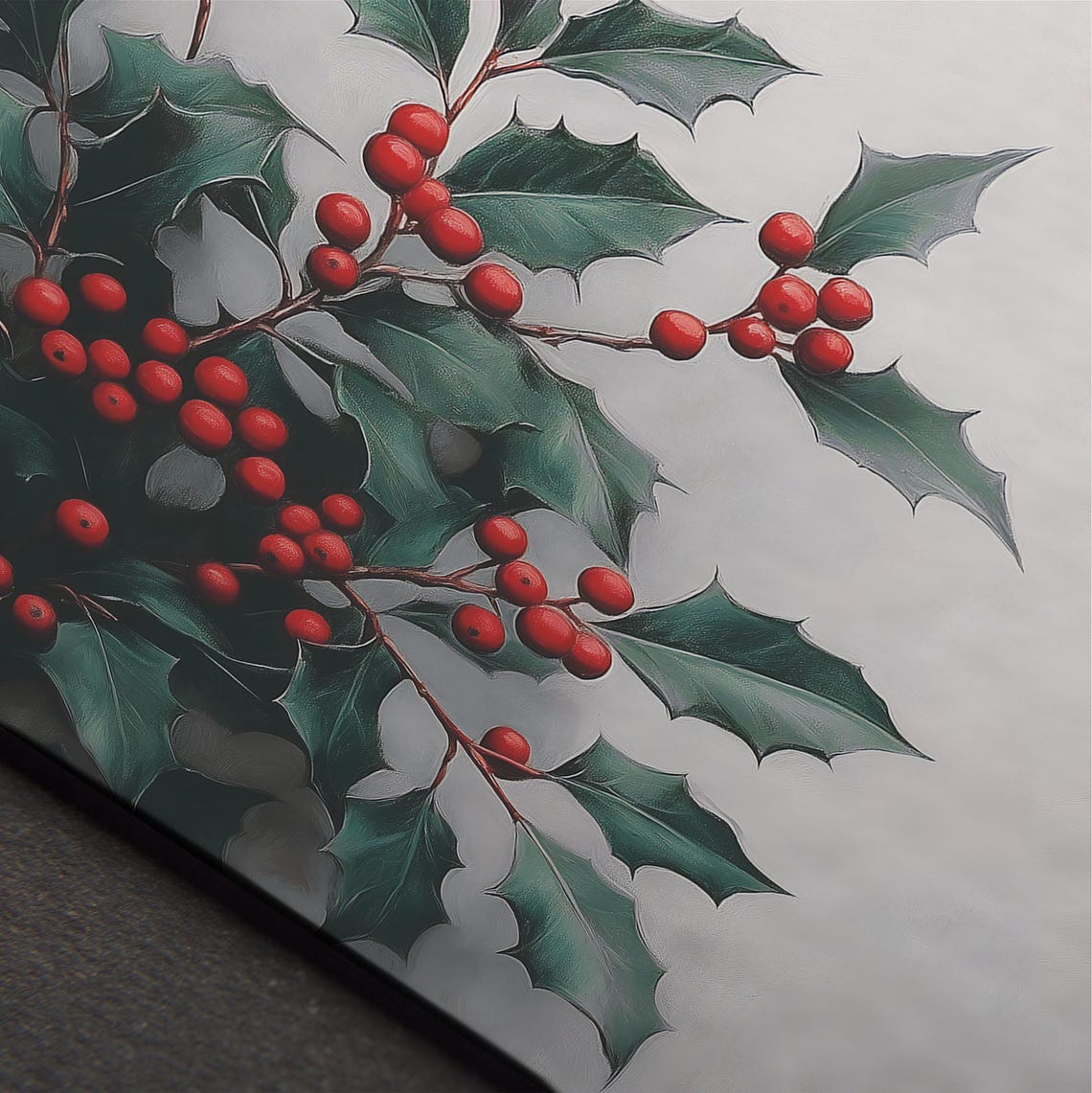 Holly Sprig With Red Berries Antique Botanical Christmas Wall Art - Image 5
