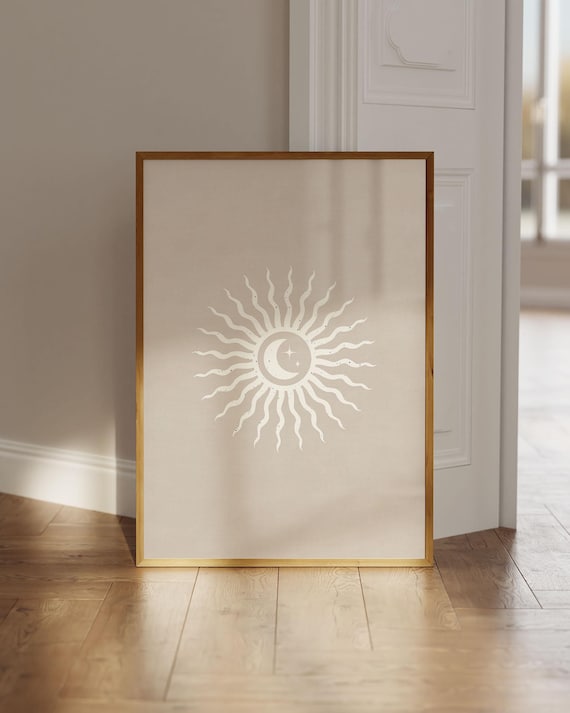Sun And Moon Poster, Spiritual Minimalist Boho