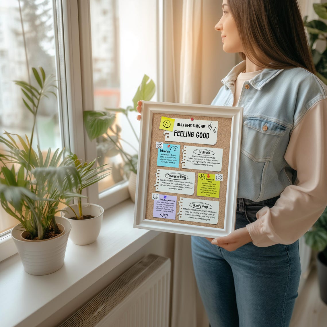 Daily To Do Guide For Feeling Good Sticky Notes Wellness Habit Poster