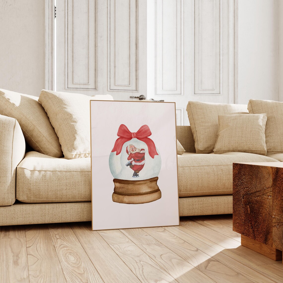 Trendy Christmas Santa Print, Coquette Winter Poster - Image 2