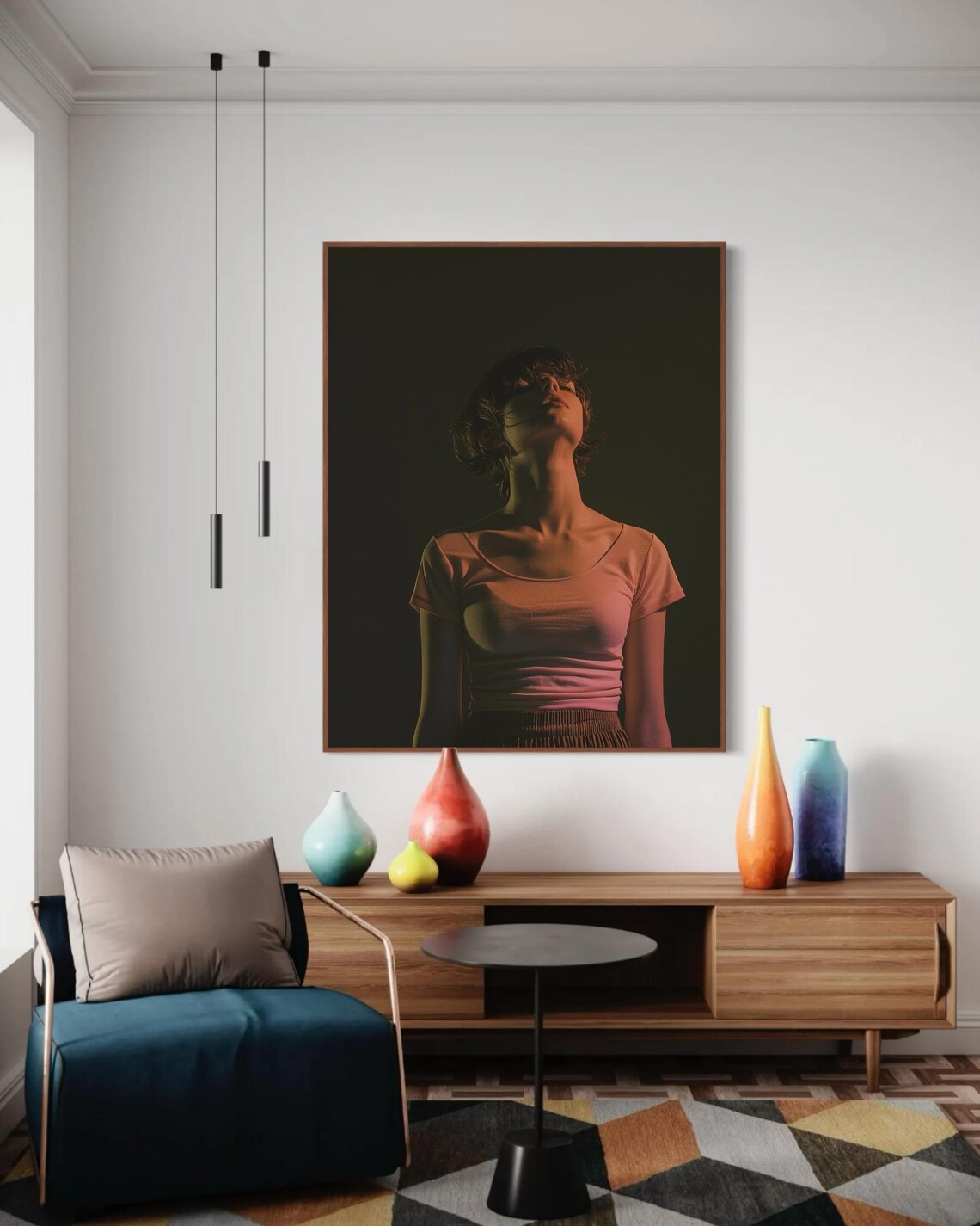 Lonely Woman in Cinematic Darkness Moody Portrait Dark Art Poster - Image 7