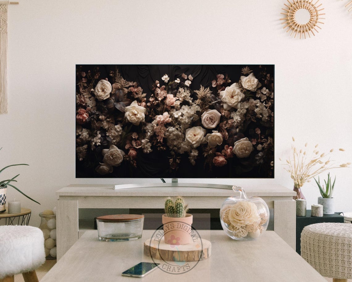 Dark Moody White Roses Botanical Gothic Floral Bouquet Poster - Image 7