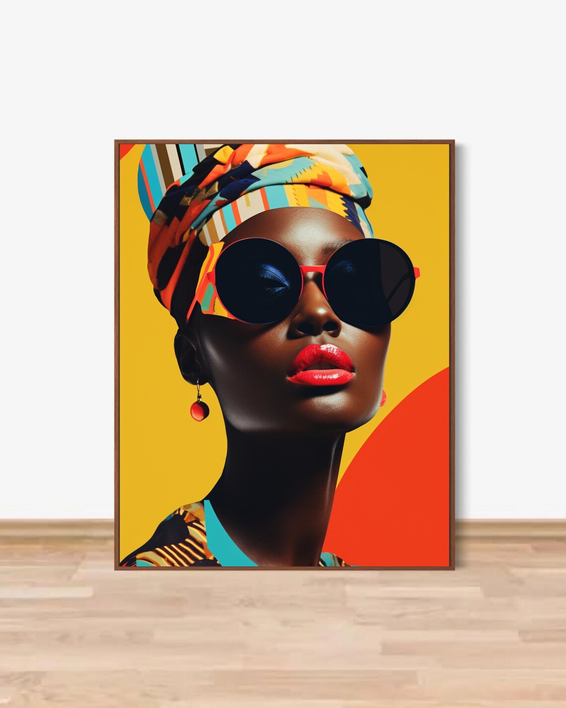 Black Woman in Colorful Headwrap and Sunglasses Pop Art Portrait Poster - Image 5