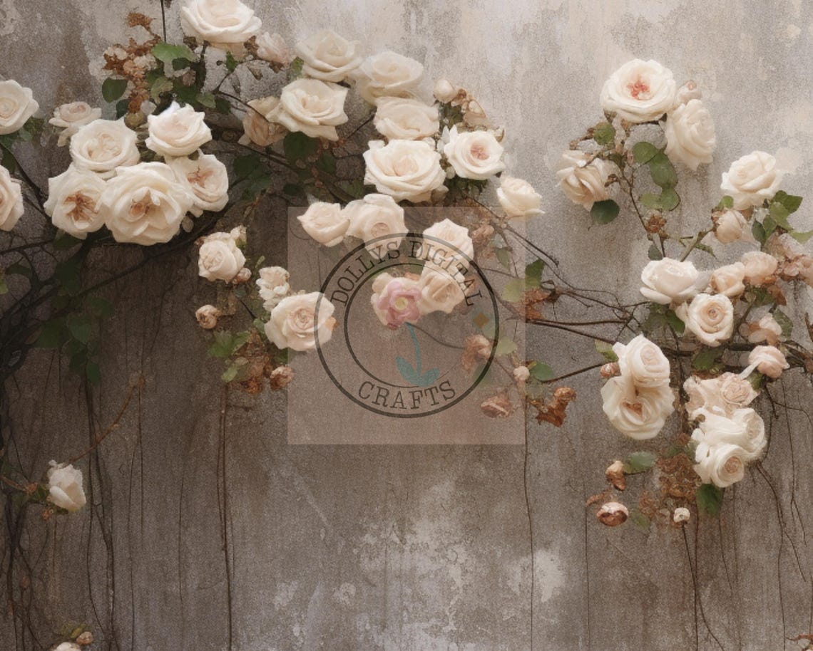White Roses Vine Textured Wall Botanical Farmhouse Art Poster - Image 5