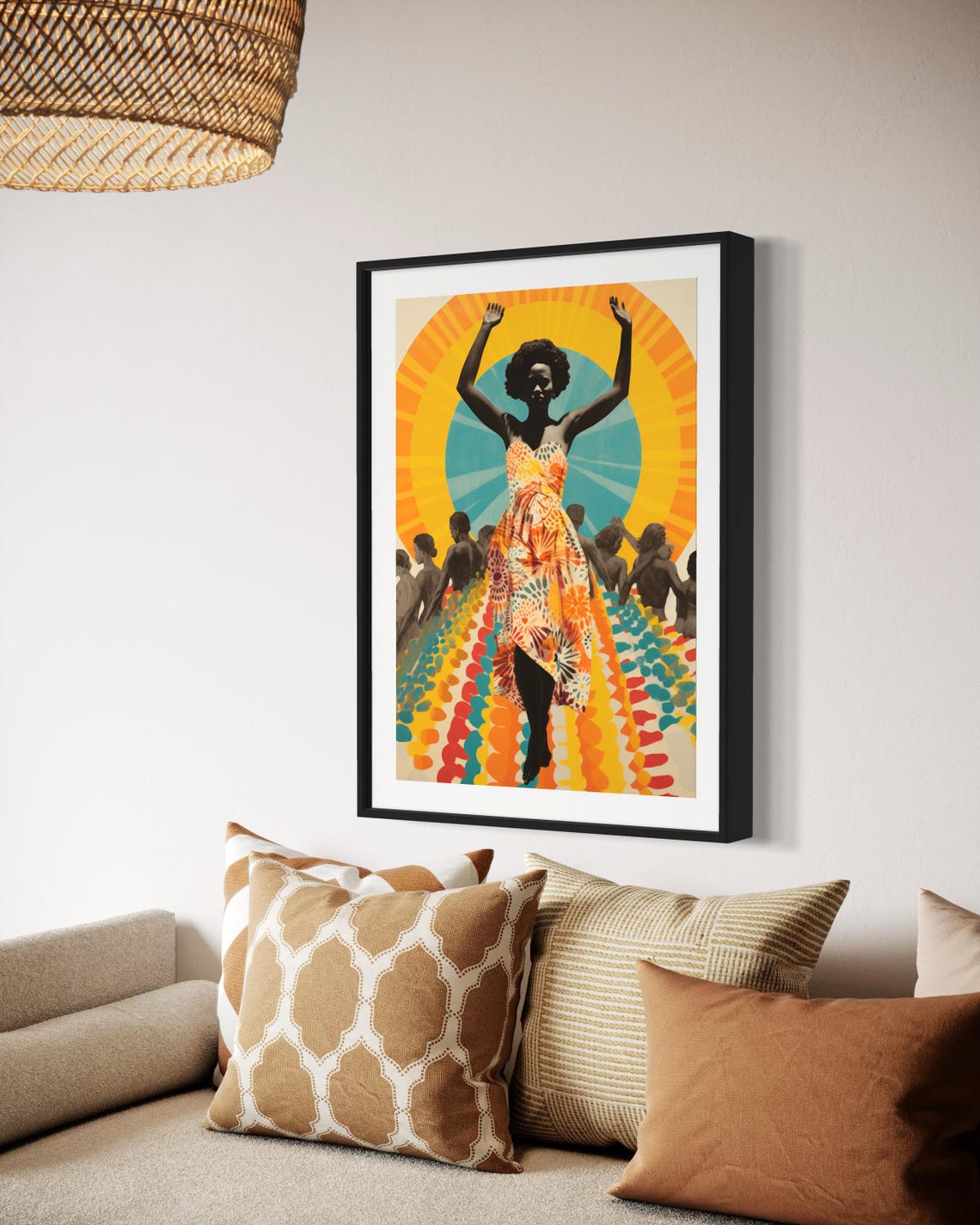 Joyful Black Woman Dancing Sunburst Colorful Dress Afrocentric Poster - Image 7