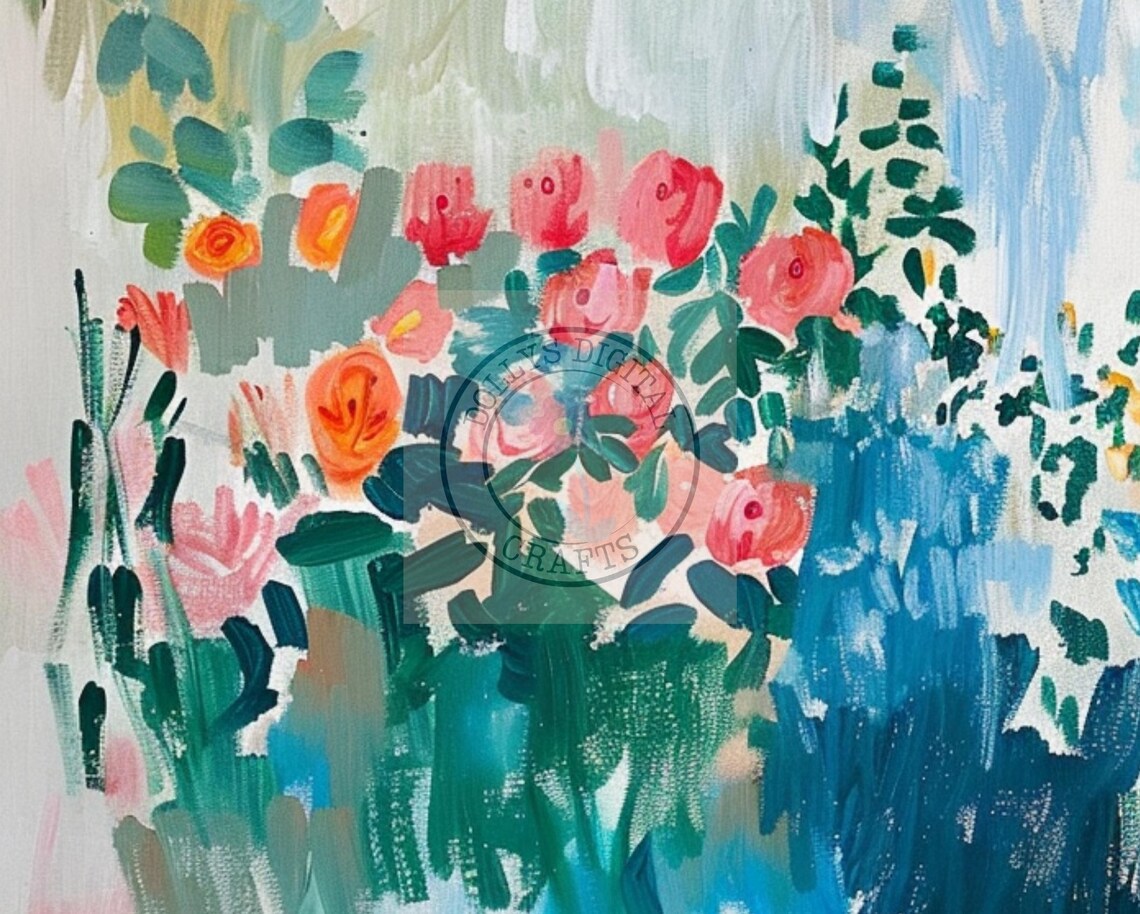 Abstract Floral Garden Brushstroke Painting Soft Botanical Poster - Image 5