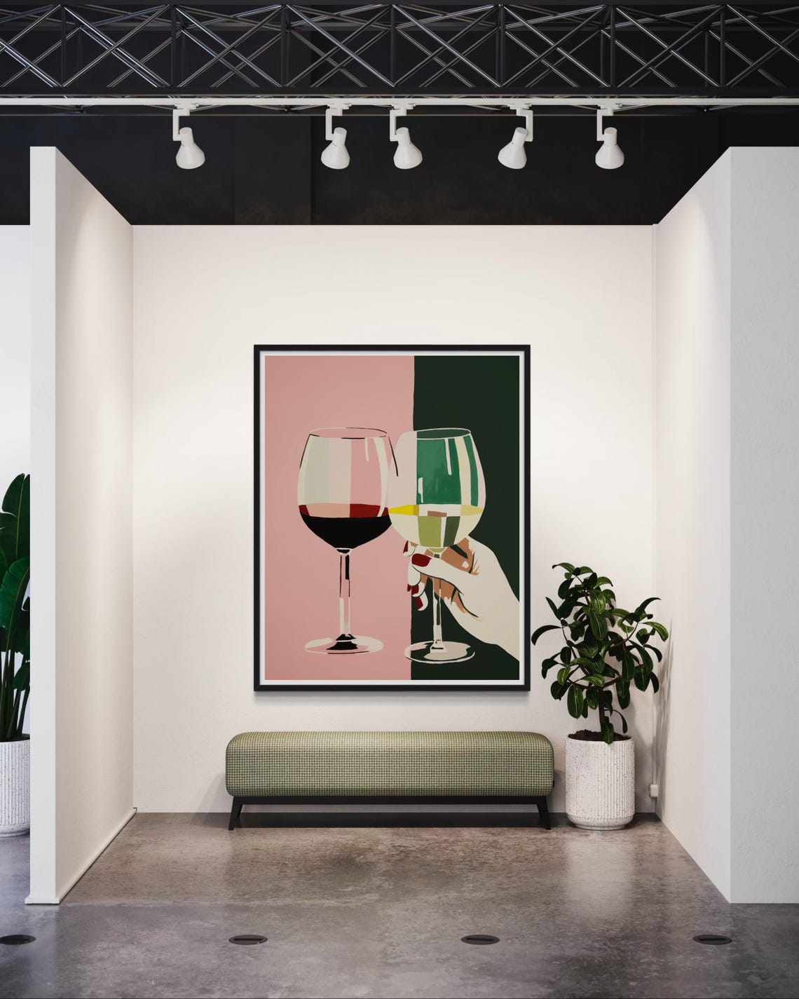 Red And White Wine Glasses Cheers Modern Chic Bar Kitchen Decor Poster - Image 7