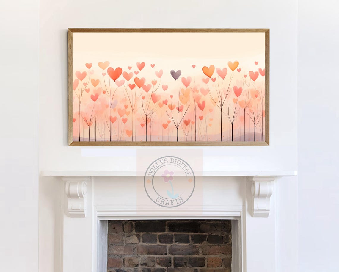 Pastel Hearts Field Whimsical Love Trees Sweet Dream Poster Home Decor - Image 7