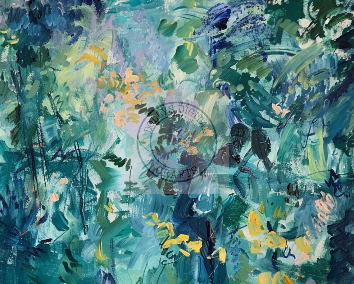 Abstract Green Garden Impressionist Painting Nature Art Poster - Image 4