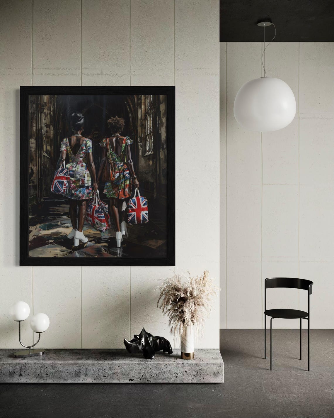 British Union Jack Fashion Painting Two Women Cathedral Poster - Image 2
