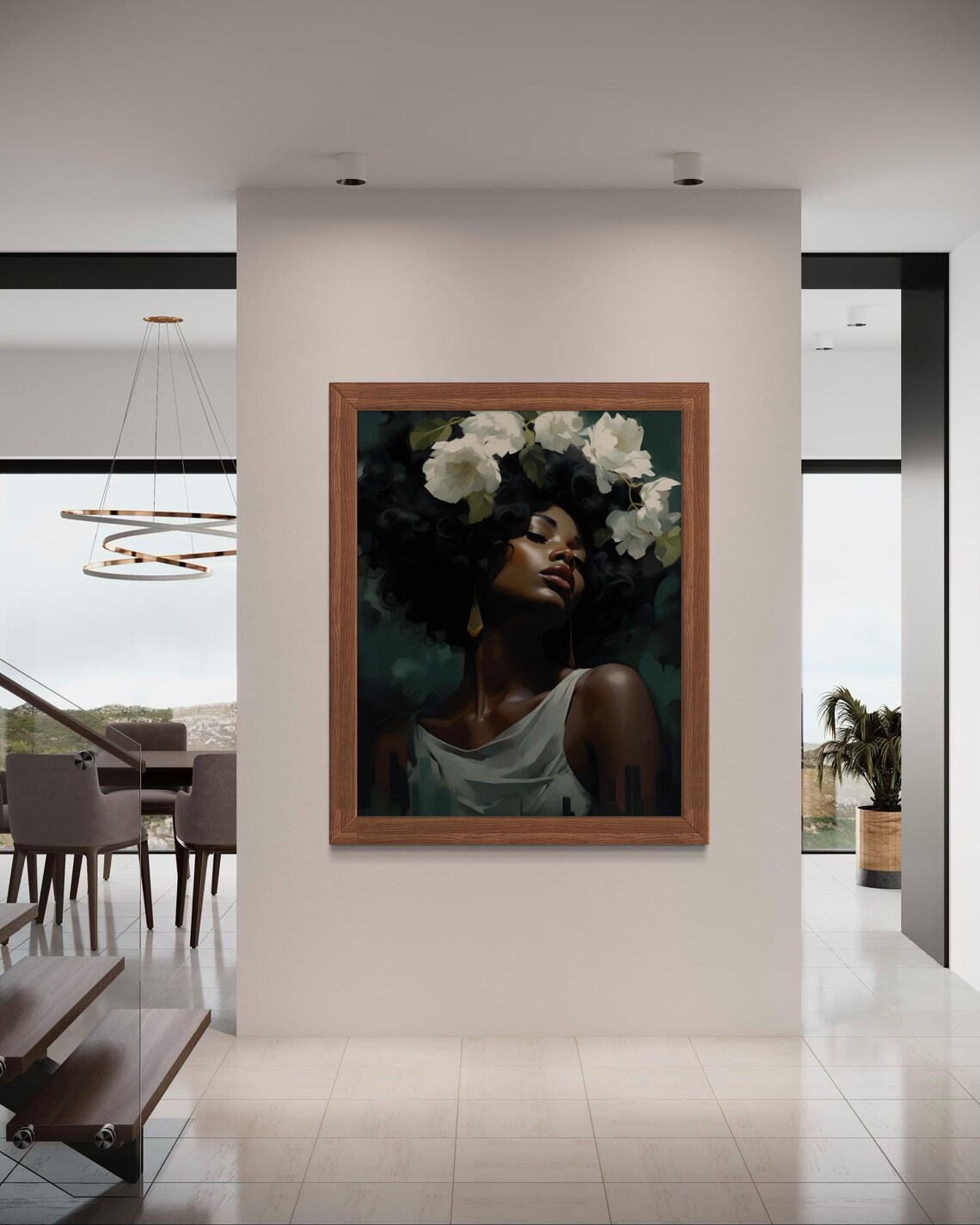 Black Woman Floral Art Print, Afrocentric Portrait - Image 4