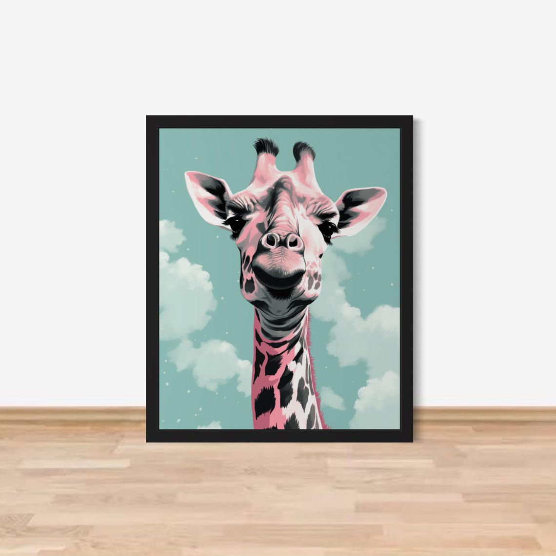 Pink Giraffe Face Pop Art Cute Animal Whimsical Nursery Poster