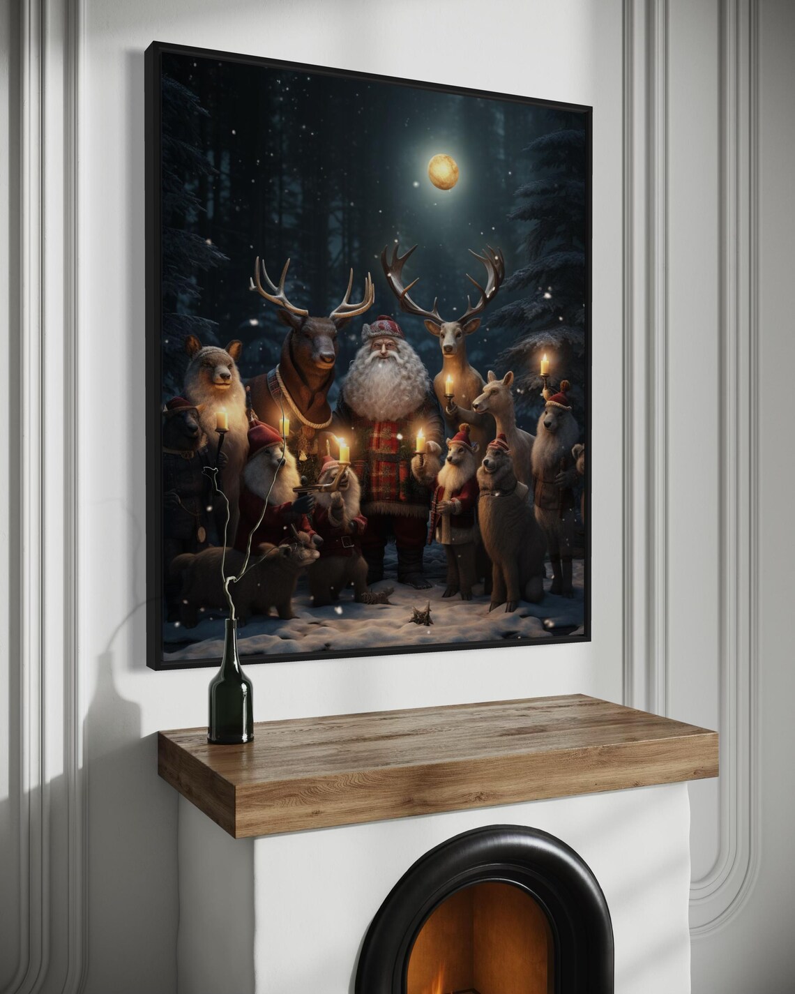 Santa Claus Forest Animals Candlelight Magical Night Christmas Poster - Image 7