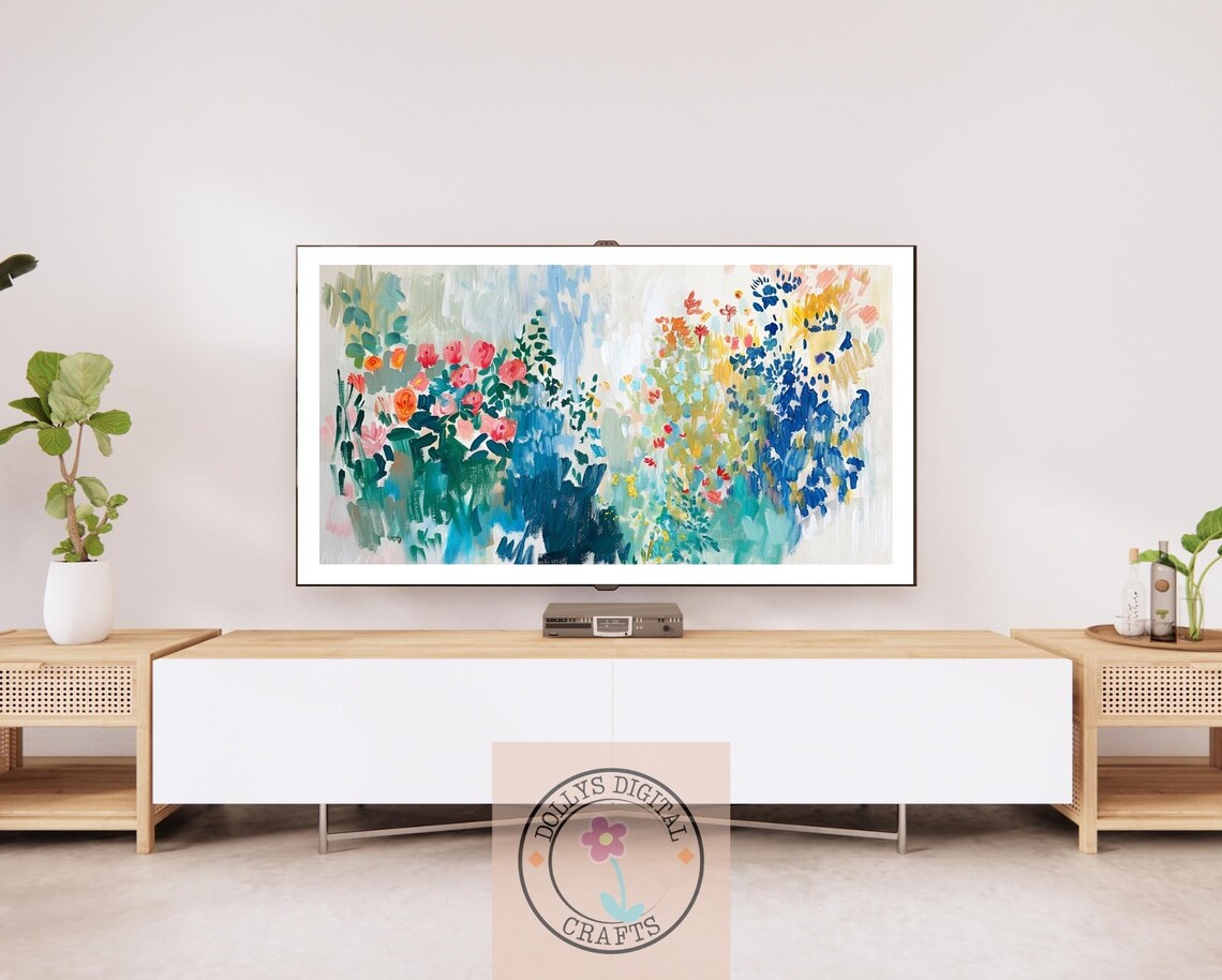 Abstract Floral Garden Brushstroke Painting Soft Botanical Poster - Image 2