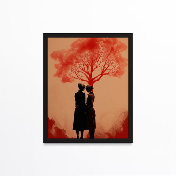 Emotive Art Print Red Tree Of Life Silhouette Minimalist Black And Red Wall Art Abstract Art Print Emotional Artwork