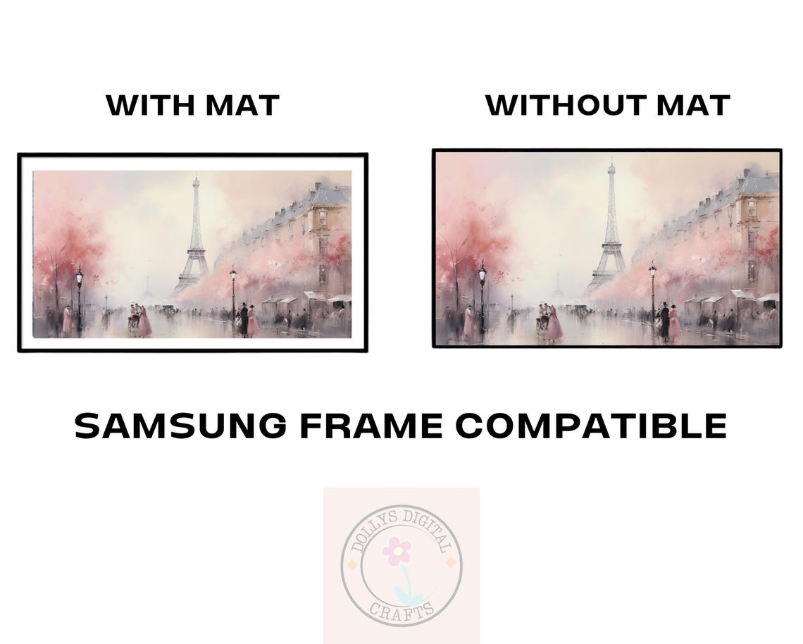 Romantic Paris Street Eiffel Tower Pink Blossom Watercolor Poster - Image 6