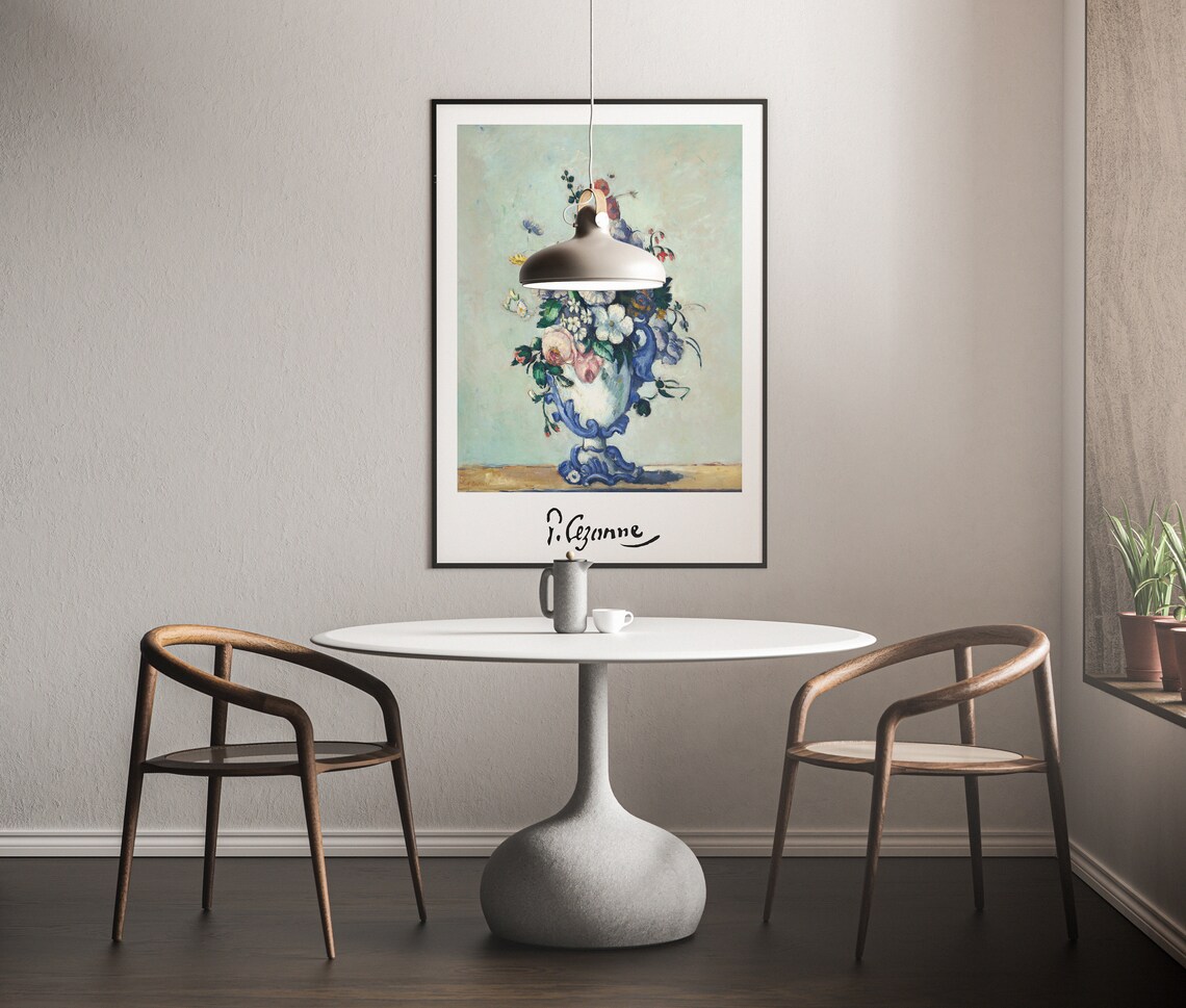 Paul Cezanne Flowers In Rococo Vase Still Life Painting Poster - Image 3