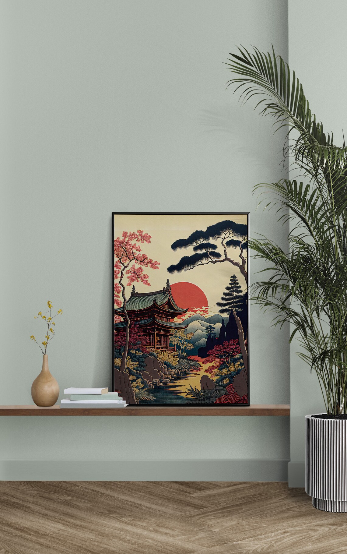 Japanese Temple, Rural Landscape Travel Poster - Image 3