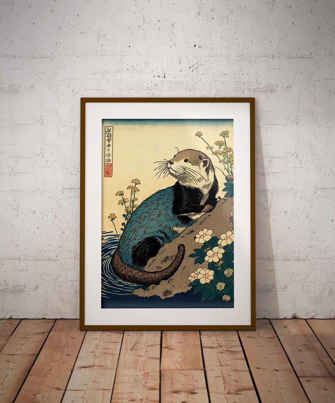 Otter Ukiyo-E Art Print, Japanese Style Illustration - Image 2