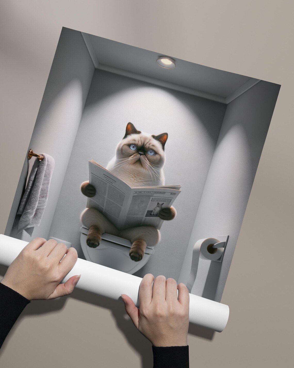 Colorpoint Exotic Shorthair Cat Bathroom Poster - Image 2