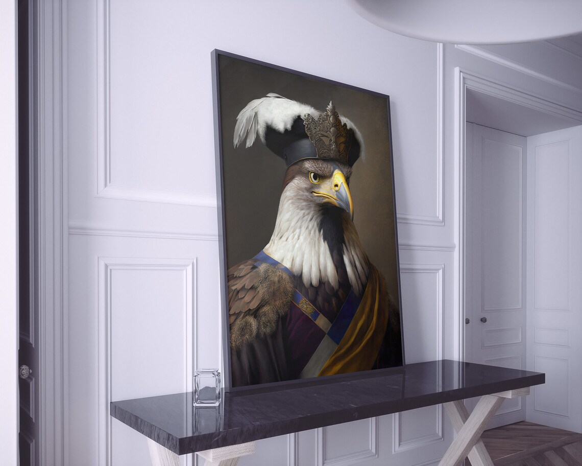 Noble Eagle Baroque Portrait Crowned Regal Oil Painting Poster - Image 3