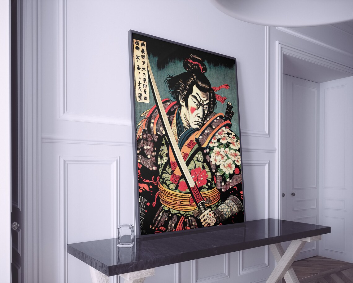 Samurai Ukiyo-E Art Print, Japanese Style Illustration - Image 3