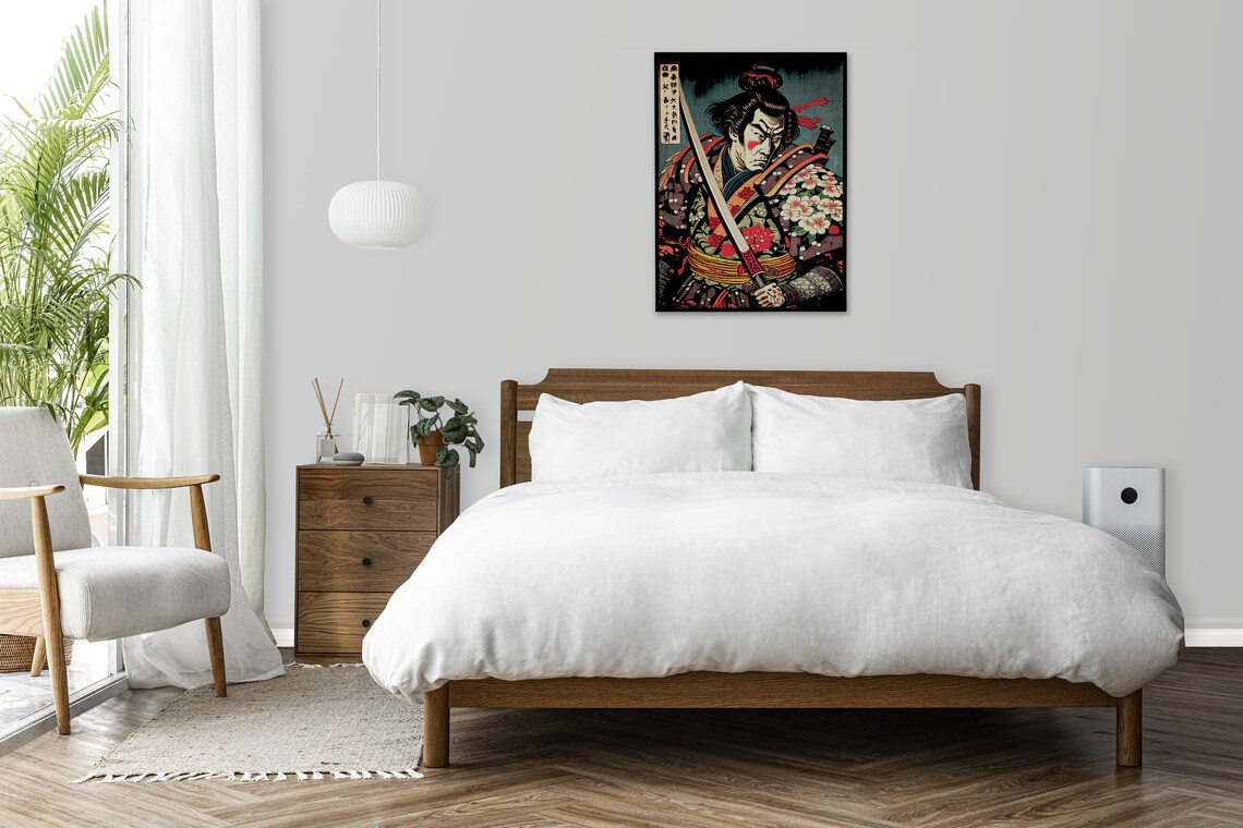 Samurai Ukiyo-E Art Print, Japanese Style Illustration - Image 4