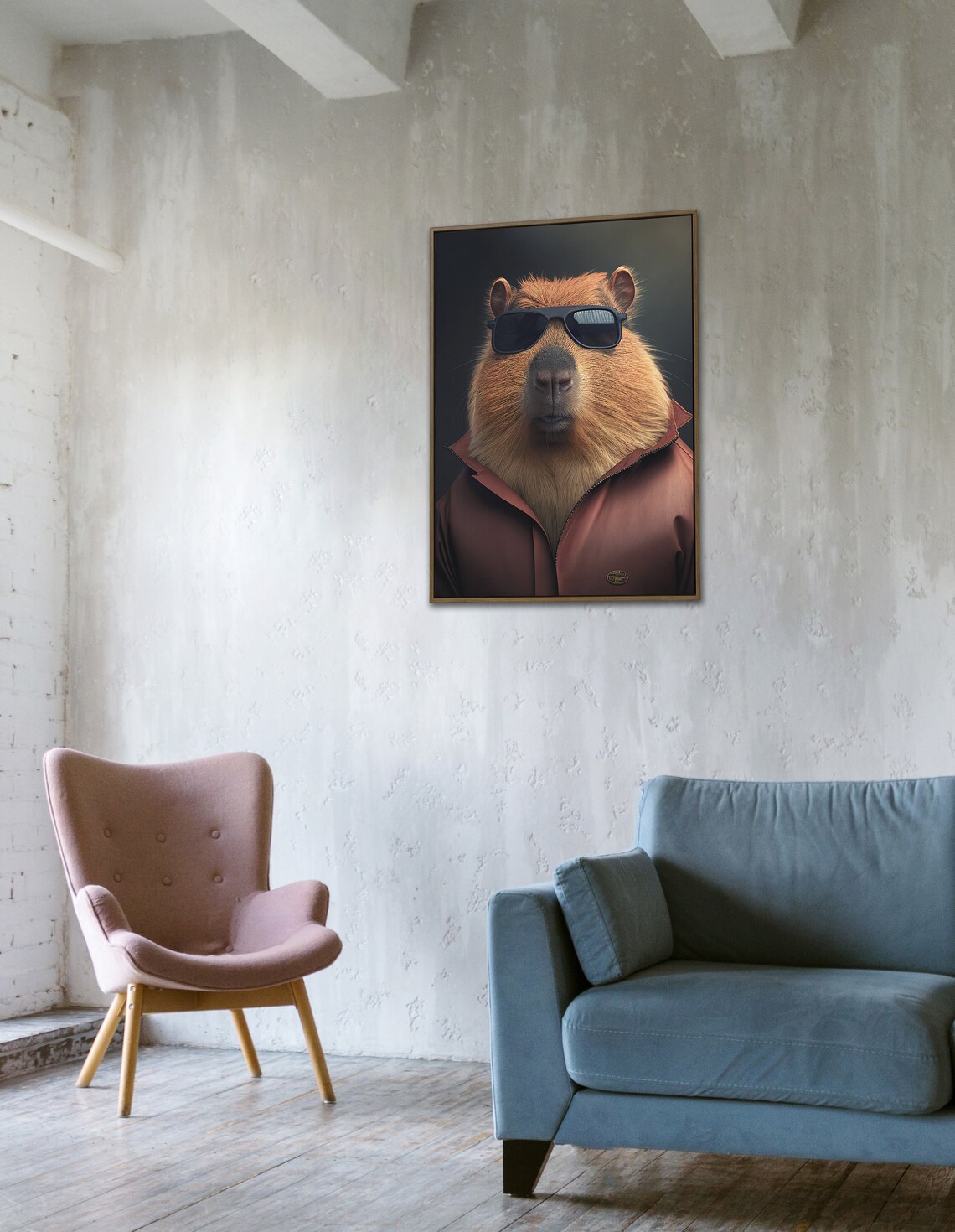 Action Movie Star Capybara Kitsh Humorous Poster - Image 3