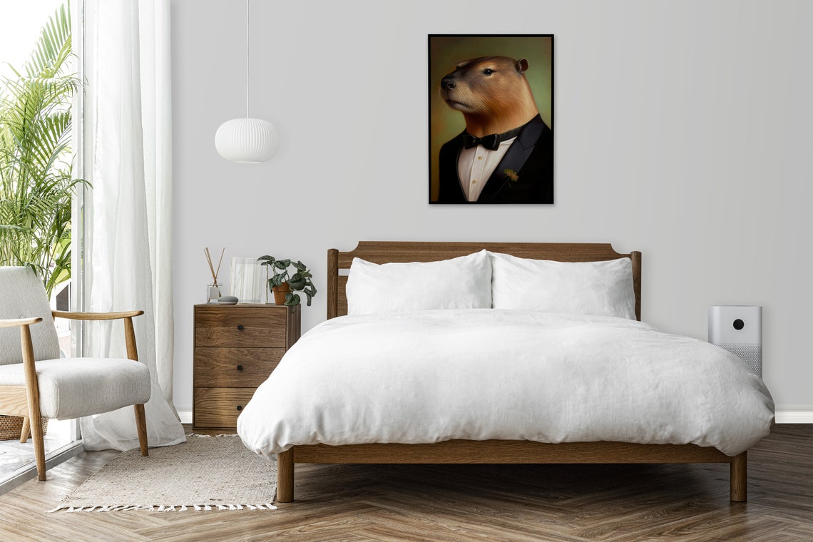Capybara in a Tuxedo with Bow Tie Dapper Funny Portrait Poster - Image 4