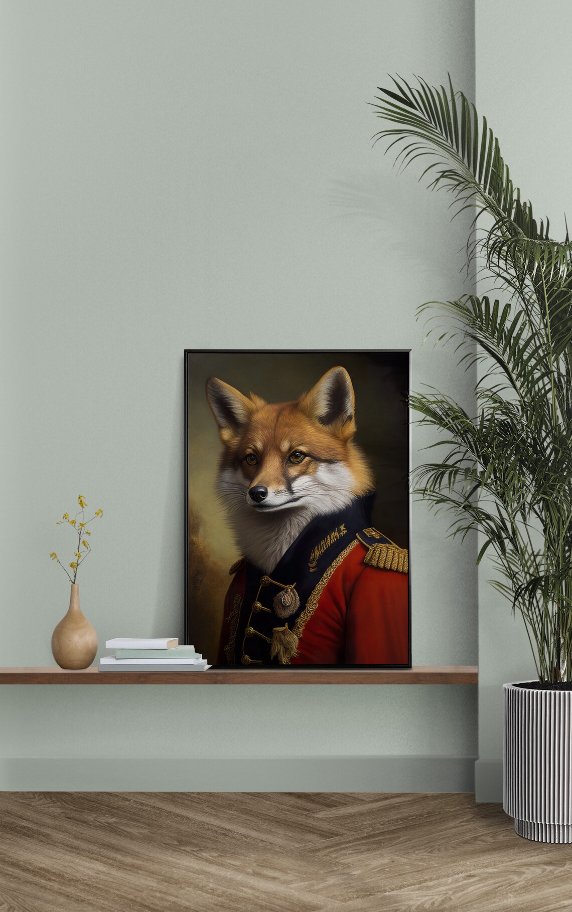 Portrait Of A Fox In Military Uniform Art Print - Image 2