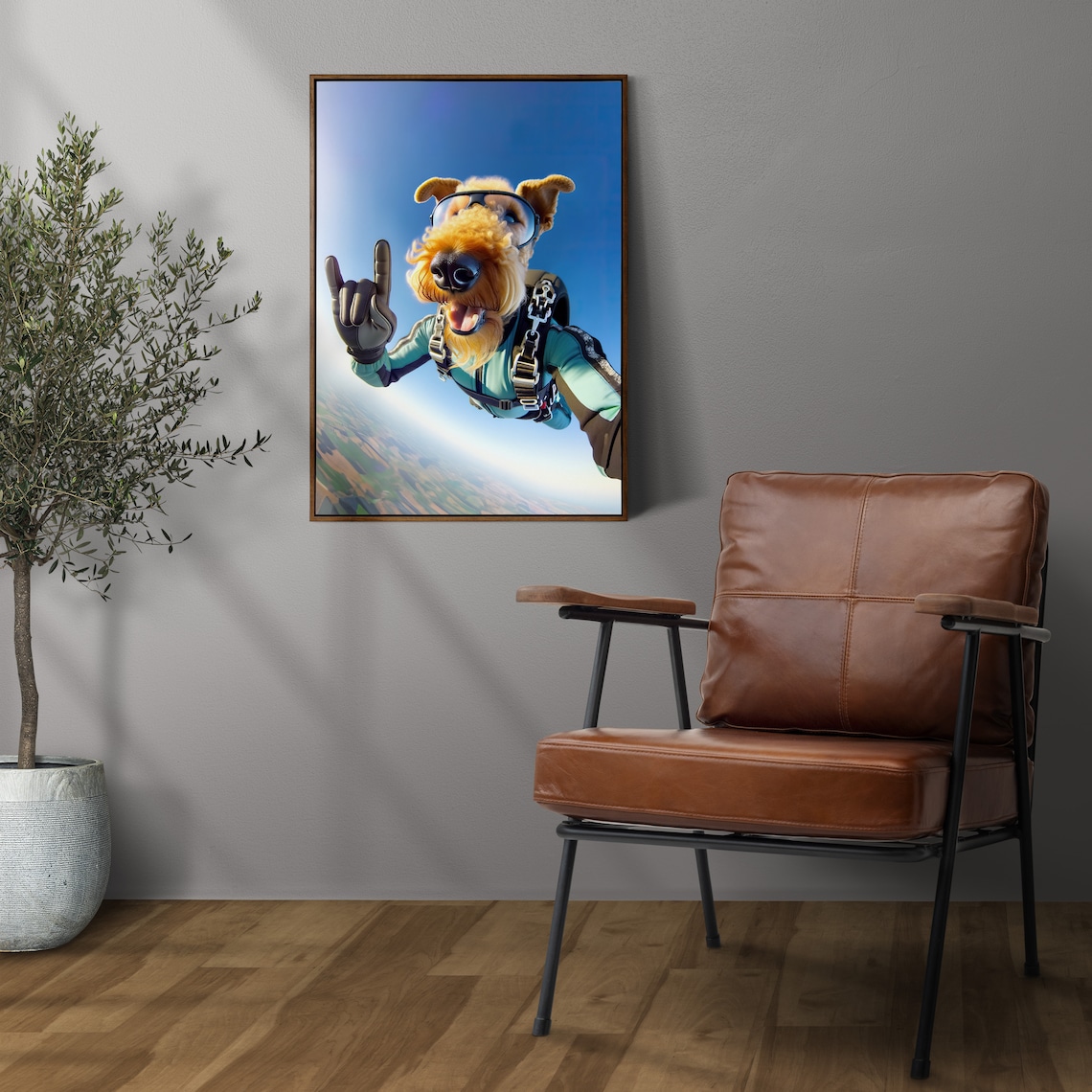 Skydiving Airedale Terrier Animal Print, Child Bedroom Decor - Image 3