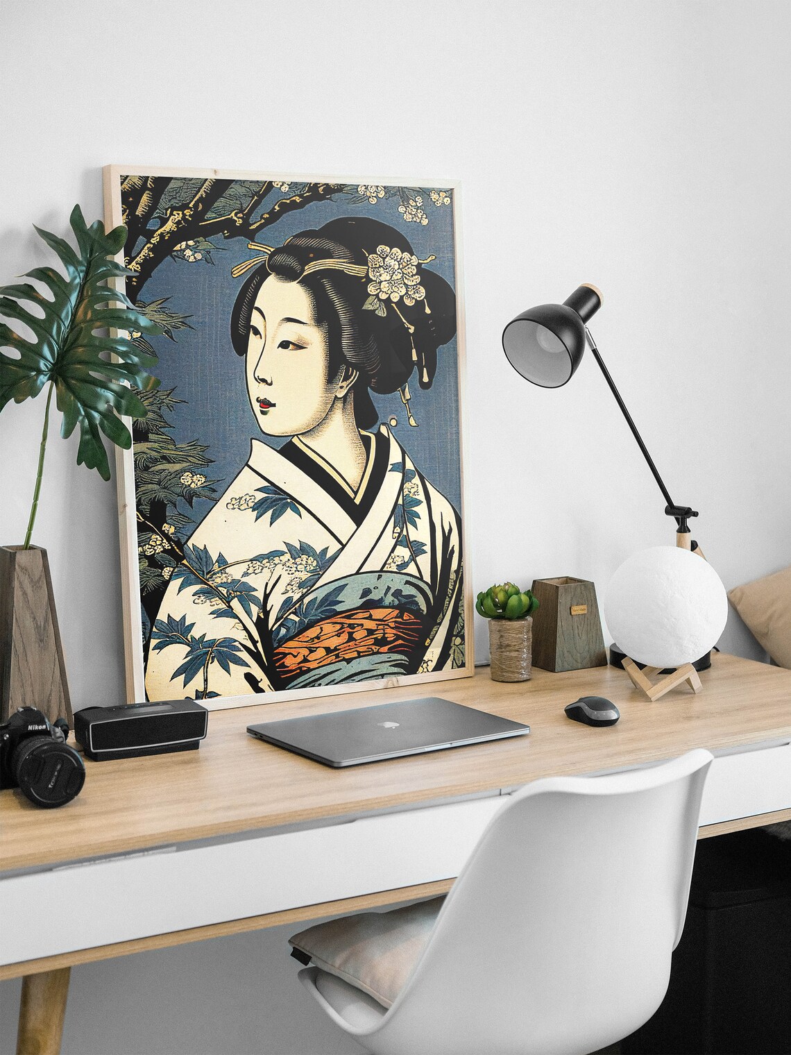 Geisha Japanese Art Style Illustration Poster - Image 2