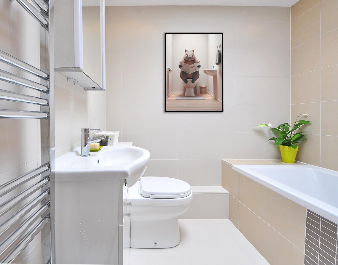 Wombat Reading The Newspaper, Funny Bathroom Poster - Image 2