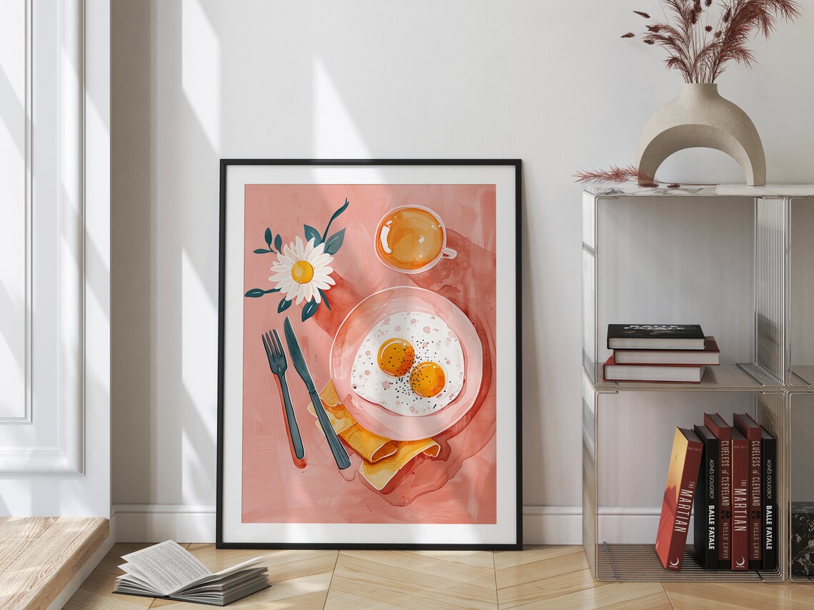 Breakfast Flatlay Food Table Art Print, Kitchen Decor - Image 2