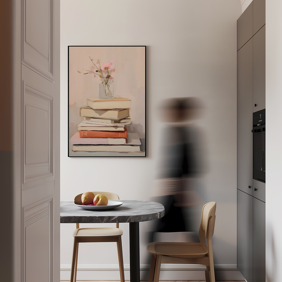Book Lover Print, Soft Pink Pastel Art Print - Image 3
