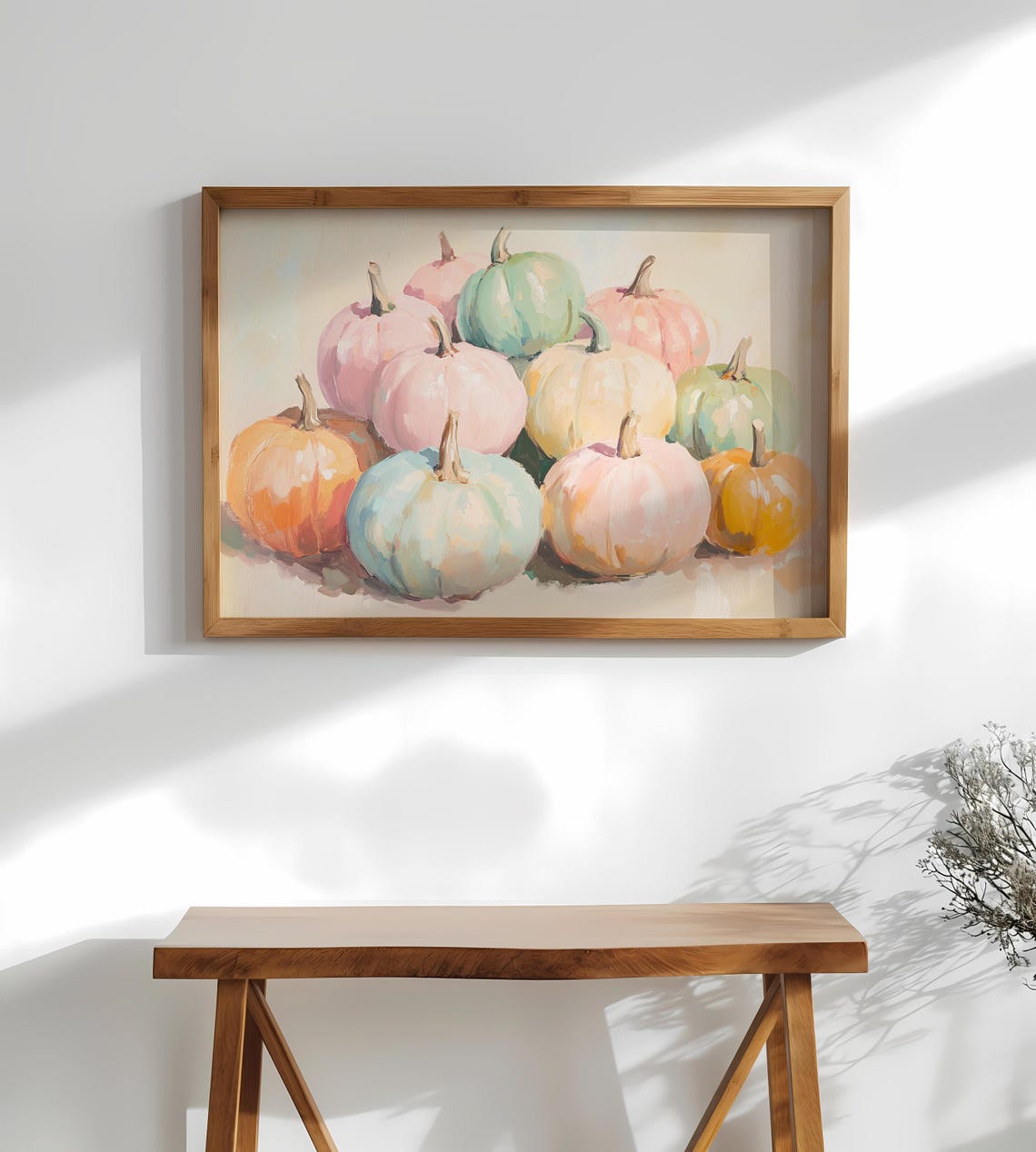 Pastel Pumpkins Still Life Autumn Harvest Cozy Kitchen Poster - Image 3