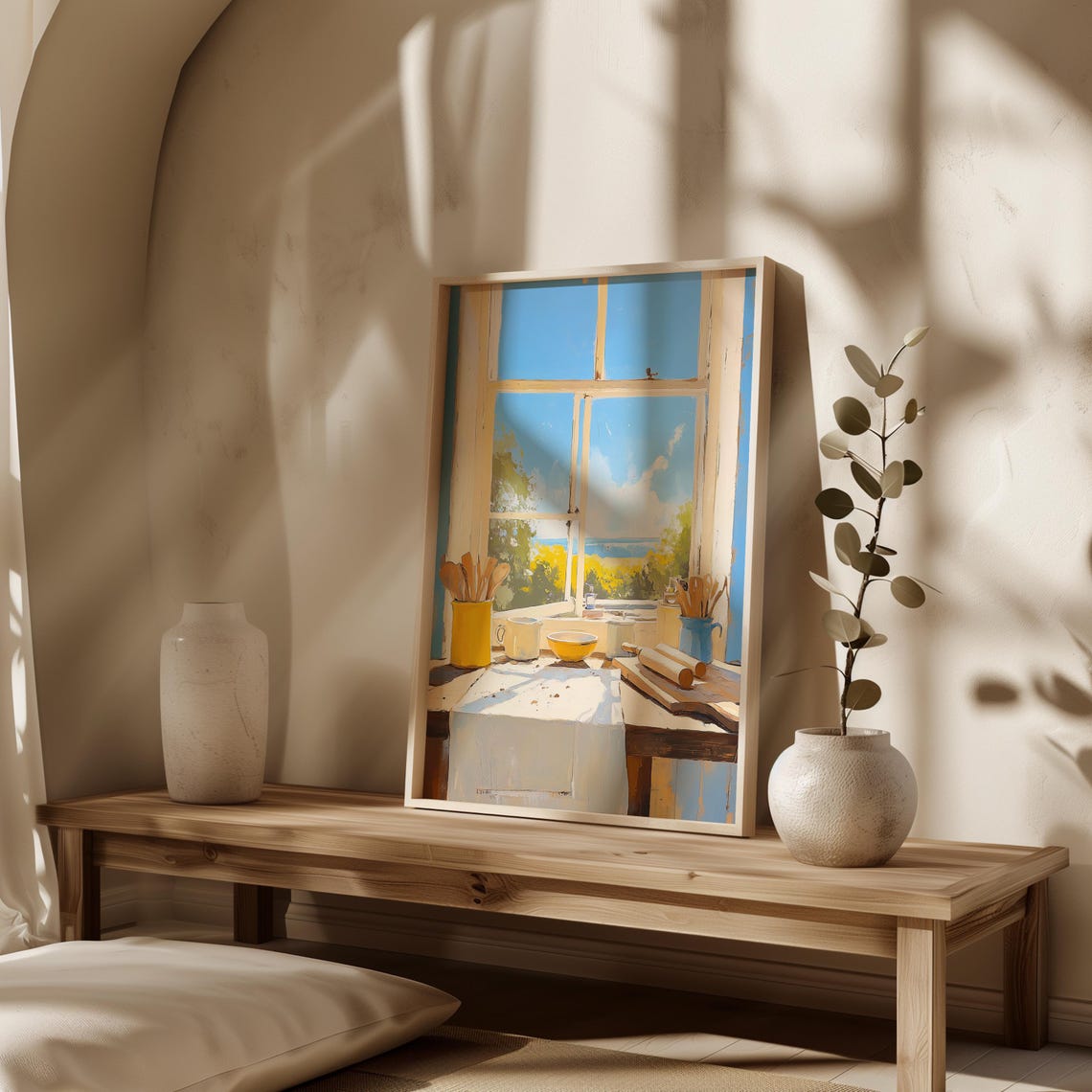 Sunny Country Kitchen Window Ocean View Bright Farmhouse Art Poster - Image 4