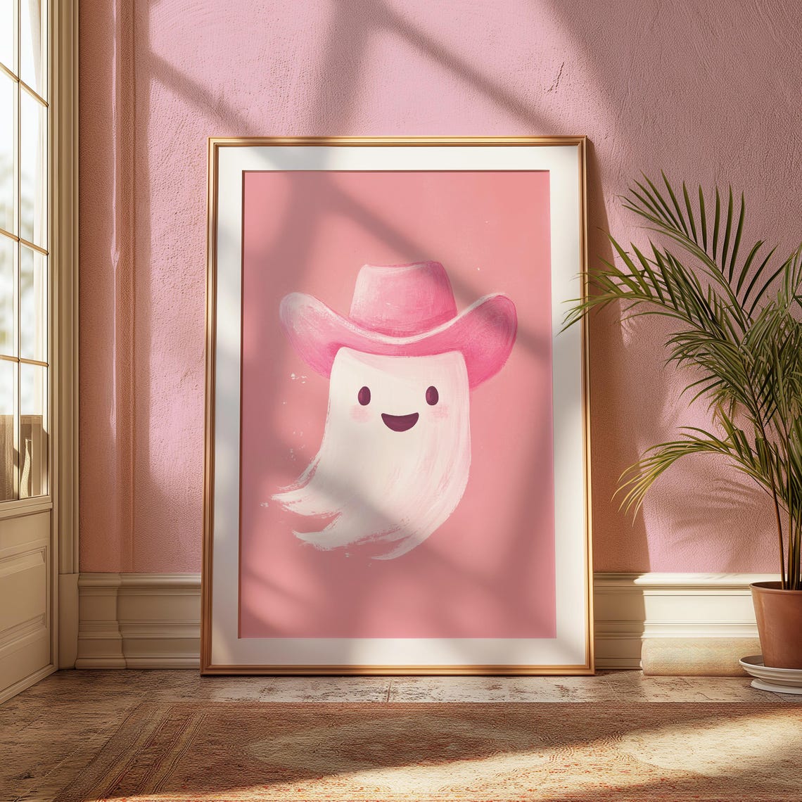Cute Cowboy Ghost Pink Halloween Funny Western Spooky Poster - Image 3