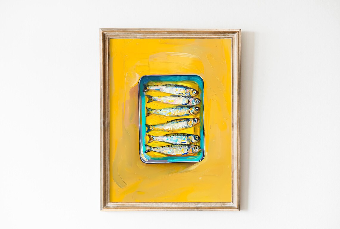 Sardines Retro Kitchen Print, Vintage Seafood Decor
