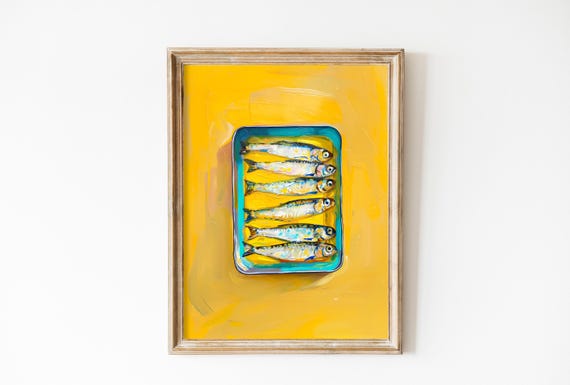 Sardines Retro Kitchen Print, Vintage Seafood Decor