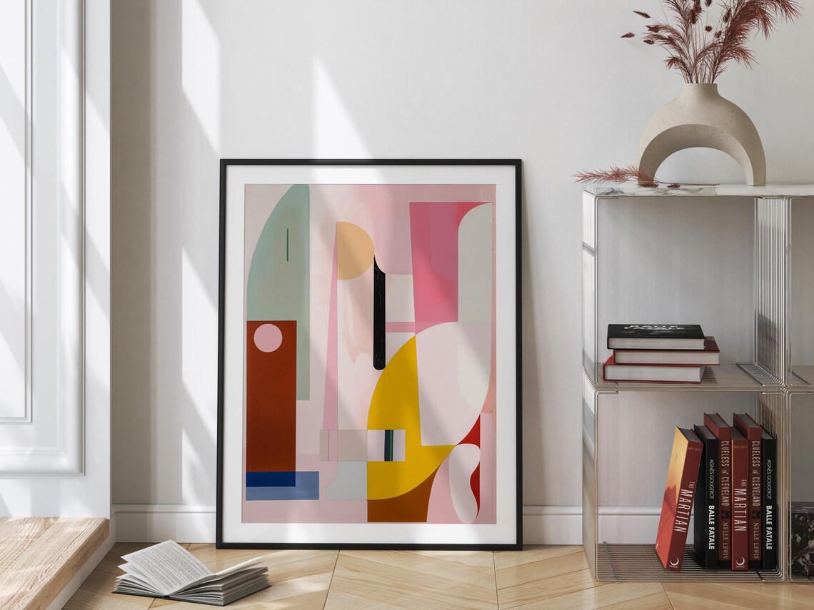 Soft Pastel Geometric Abstract Bauhaus Style Color Block Art Print - Image 2