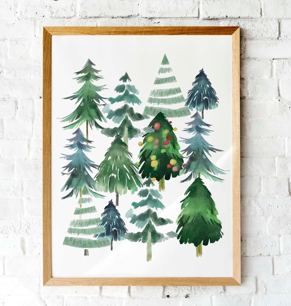 Christmas Trees With Bonus Card Art Print