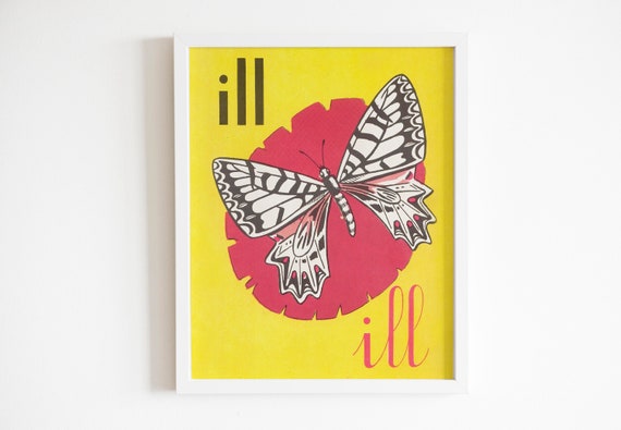 Vintage Butterfly Graphic Poster Mid Century Modern Graphic Art Vintage Butterfly Poster Midcentury Modern