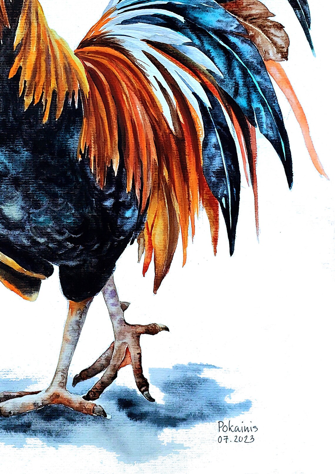 Watercolor Rooster Painting, Farmhouse Bird Art Print - Image 4