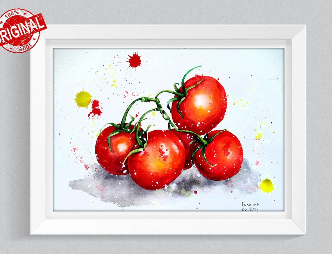 Tomato Watercolor Art Print, Kitchen Wall Poster - Image 5
