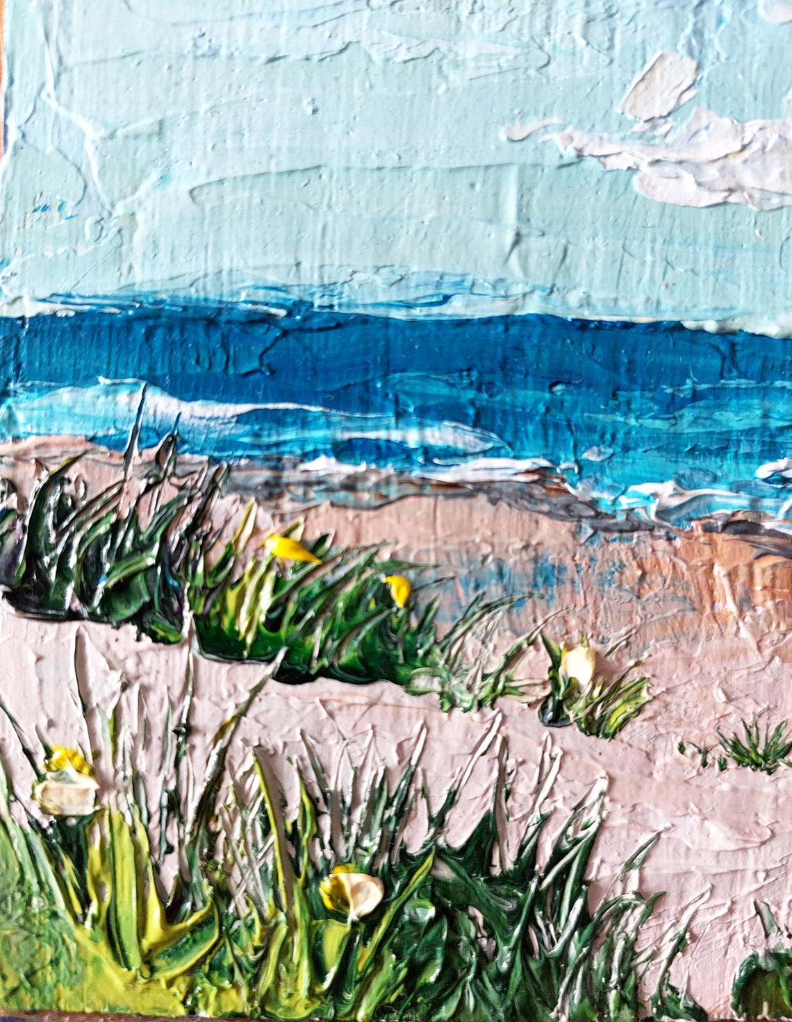 Sunny Beach Impasto Oil Painting Poster Ocean Waves And Dunes - Image 5